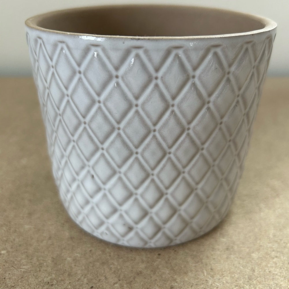 Textured Beige Ceramic Planter